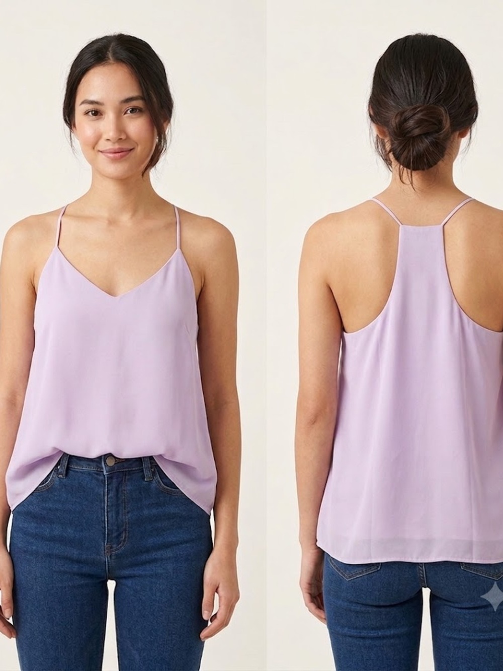 NWT Style Rack Lavender Purple Flowy V-Neck Cami Tank Top Large